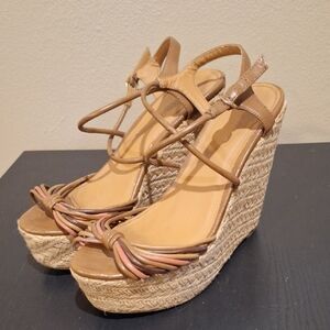 Forever 21 Tan Strappy Wedges